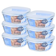 Glasslock 格拉氏洛克 耐熱強化玻璃簡易方形保鮮盒, 6個, 480ml