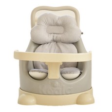 essian P Edition Mono Cloud 枕頭 + 襯墊 + 嬰兒椅組合, 海豚灰(椅子), 香草色(托盤), 灰藍色(布料)