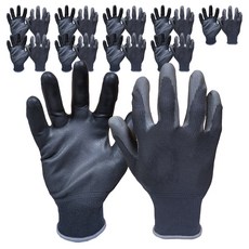 GUARDMAN PU 掌心塗層手套 L 雙手套組, 黑色, 20套