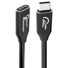 퀄리티어슈런스 Type C타입-C타입 USB3.2 2 x 2 20Gbps PD 100W 고속충전 연장 케이블, 60cm, 블랙, 1개
