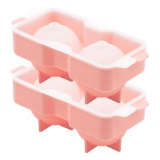 SAENGHWALEN 矽膠大冰球製冰盒 2格, 2個, 粉紅色