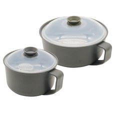 SAENGHWALEN 微波爐用馬克杯蒸籠 中型 + 大型組合, 灰色, 1套