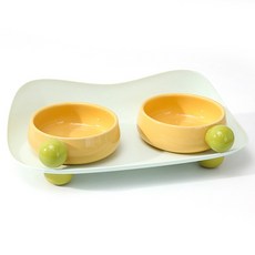 파스텔펫 반려동물 캔디 받침대 + 식기 세트, 옐로우, 1세트