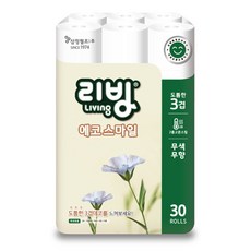 Living SOFT TISSUE 3層 Ecosmile 捲筒衛生紙, 22m, 1個, 30入