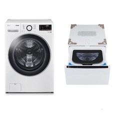 LG전자 트롬 세탁기 + 트윈 미니워시 세트 F24WDWPX 24kg + 4kg 방문설치, 화이트유광(세탁기), 릴리화이트(미니워시)