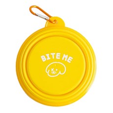 BITE ME 寵物折疊外出碗，黃色, 1個