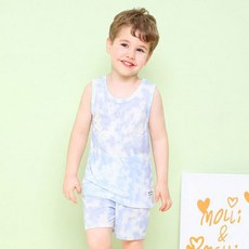 몰리멜리프렌즈 남아용 냉감 핫썸머타이다이 민소매 실내 상하복 세트