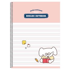 moong9 1000 Boba 線圈英文筆記本, 粉紅色, 10個