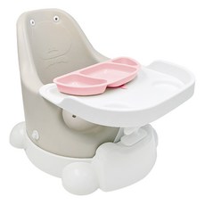 젤리맘 유아용 무나 부스터체어 + 트레이 + 카트 + 흡착식판 세트, 애쉬크림(체어), 핑크(식판)