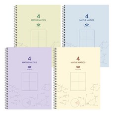 moong9 簡約四格數學練習本4件組, 混色, 1套