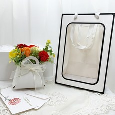 노블리 조화 스타일 카네이션 비누꽃 가방 + 감사 카드 + 용돈 봉투 + 쇼핑백 세트, 오렌지(조화), 1세트