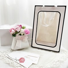 노블리 조화 스타일 카네이션 비누꽃 가방 + 감사 카드 + 용돈 봉투 + 쇼핑백 세트, 핑크(조화), 1세트