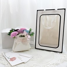 노블리 조화 스타일 카네이션 비누꽃 가방 + 감사 카드 + 용돈 봉투 + 쇼핑백 세트, 퍼플(조화), 1세트