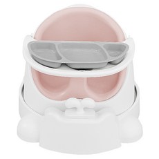 jellymom 幼兒用Wise椅+推車+吸盤餐盤組, 桃粉色(椅子）、灰色(盤子）, 1組