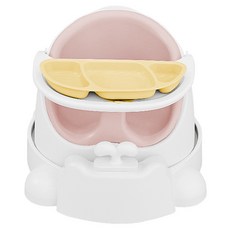 jellymom 幼兒用Wise Chair + 推車 + 吸附式餐盤組, 蜜桃粉(椅子), 黃色(餐盤), 1套