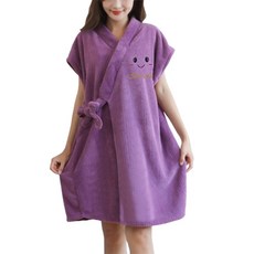 Sonio 綁帶微笑睡衣浴袍 單一尺寸, 1個, 09 紫色 短袖