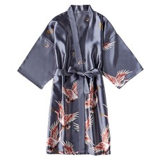 Sonio 東方風絲質睡衣浴袍 XL, 1個, 03 灰色