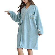 Sonio 綁帶微笑睡衣浴袍 單一尺寸, 1個, 05 藍色 長袖