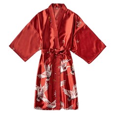 Sonio 東方風絲質睡衣浴袍 XL, 1個, 02 紅色