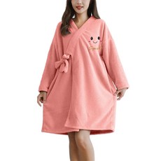 Sonio 綁帶微笑睡衣浴袍 單一尺寸, 1個, 01 粉紅色 長袖