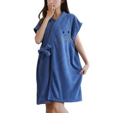 Sonio 綁帶微笑睡衣浴袍 單一尺寸, 1個, 13 海軍藍 短袖