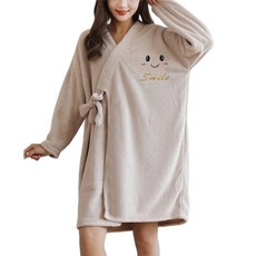 Sonio 綁帶微笑睡衣浴袍 單一尺寸, 1個, 04 棕色 長袖