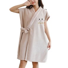 Sonio 綁帶微笑睡衣浴袍 單一尺寸, 1個, 11 棕色 短袖