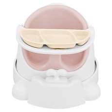 jellymom 幼兒用Wise Chair + 推車 + 吸附式餐盤組, 蜜桃粉(椅子), 奶油米(餐盤), 1套