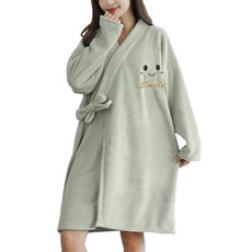 Sonio 綁帶微笑睡衣浴袍 單一尺寸, 1個, 07 綠色 長袖
