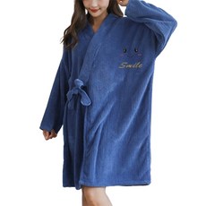 Sonio 綁帶微笑睡衣浴袍 單一尺寸, 1個, 06 海軍藍 長袖