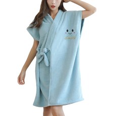 Sonio 綁帶微笑睡衣浴袍 單一尺寸, 1個, 12 藍色 短袖