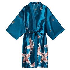 Sonio 東方風絲質睡衣浴袍 XL, 1個, 06 藍色