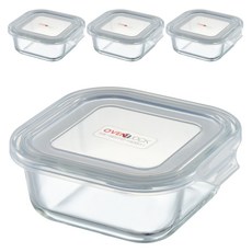오븐락 아트웨어 원터치 정사각용기 1호, 4개, 320ml