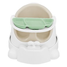 jellymom 嬰幼兒用智慧椅 + 推車 + 吸盤餐盤組合, 奶油灰(智慧椅), 薄荷綠(餐盤)