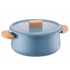 LocknLock 樂扣樂扣 IH爐適用Suit Mellow系列附蓋琺瑯雙耳鍋, 藍色, 20cm, 1個