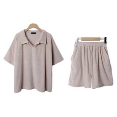 린다샵 디카렌 카라브이넥 기본 무지 밴딩 반바지 세트 cpset3365k42