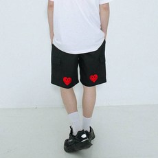 그레이버 UNISEX 백 하트 스마일 벨트 카고 반바지