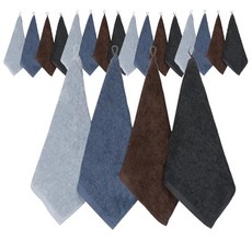 Songwol 松月 高級附掛環擦手巾 4款 x 5入組, 棕色, 深天藍色, 淺灰色, 深灰色, 1套