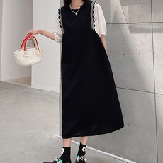 ATTERLIC 蕾絲風格長版連身裙 13905 含大尺碼, 黑色