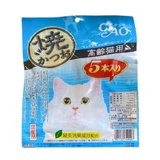 INABA CIAO 啾嚕 宗田鰹燒魚柳條 高齡配方, 海鮮, 5本入, 110g, 1袋