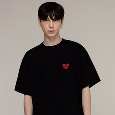 그레이버 남녀공용 스몰 라이프 로고하트 스마일 반팔티