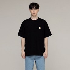 그레이버 UNISEX 플라워 베어 스마일 자수 반팔티