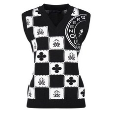 GreenQueen 奢華高爾夫 女款V領藝術圖案針織背心馬甲 GQ4S504W
