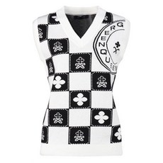 GreenQueen 奢華高爾夫 女款V領藝術圖案針織背心馬甲 GQ4S504W