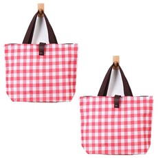 알로데 다채로운 접이식 쇼핑백, 16 핑크체크, 2개