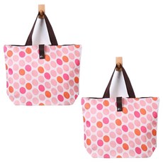알로데 다채로운 접이식 쇼핑백, 18 핑크도트, 2개