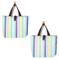 알로데 포르뚜나 접이식 쇼핑백, 08 퍼플옐로라인, 2개