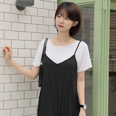 빼빼 여성용 넓은 라운드넥 루즈핏 골지 스판 반팔 티셔츠