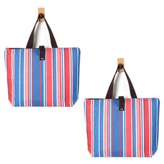 알로데 리베라 접이식 쇼핑백, 08 블루레드라인, 2개