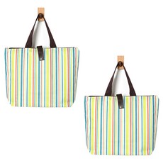 알로데 리베라 접이식 쇼핑백, 06 라임블루라인, 2개